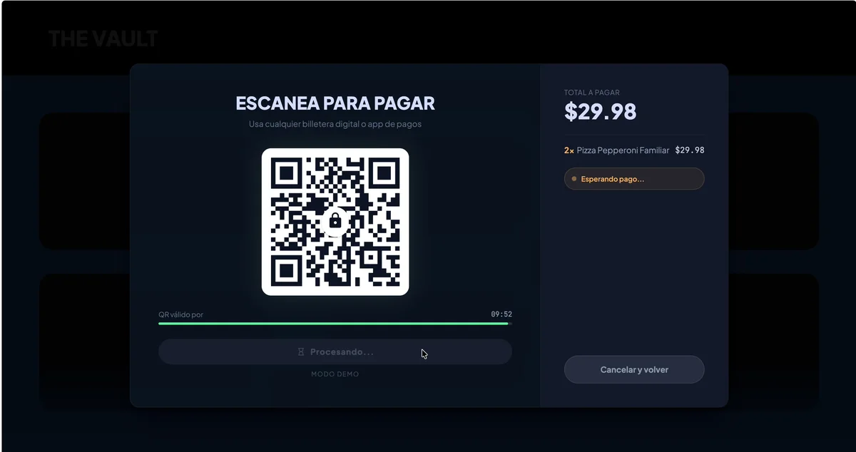 Pantalla de pago con código QR para usar cualquier billetera digital